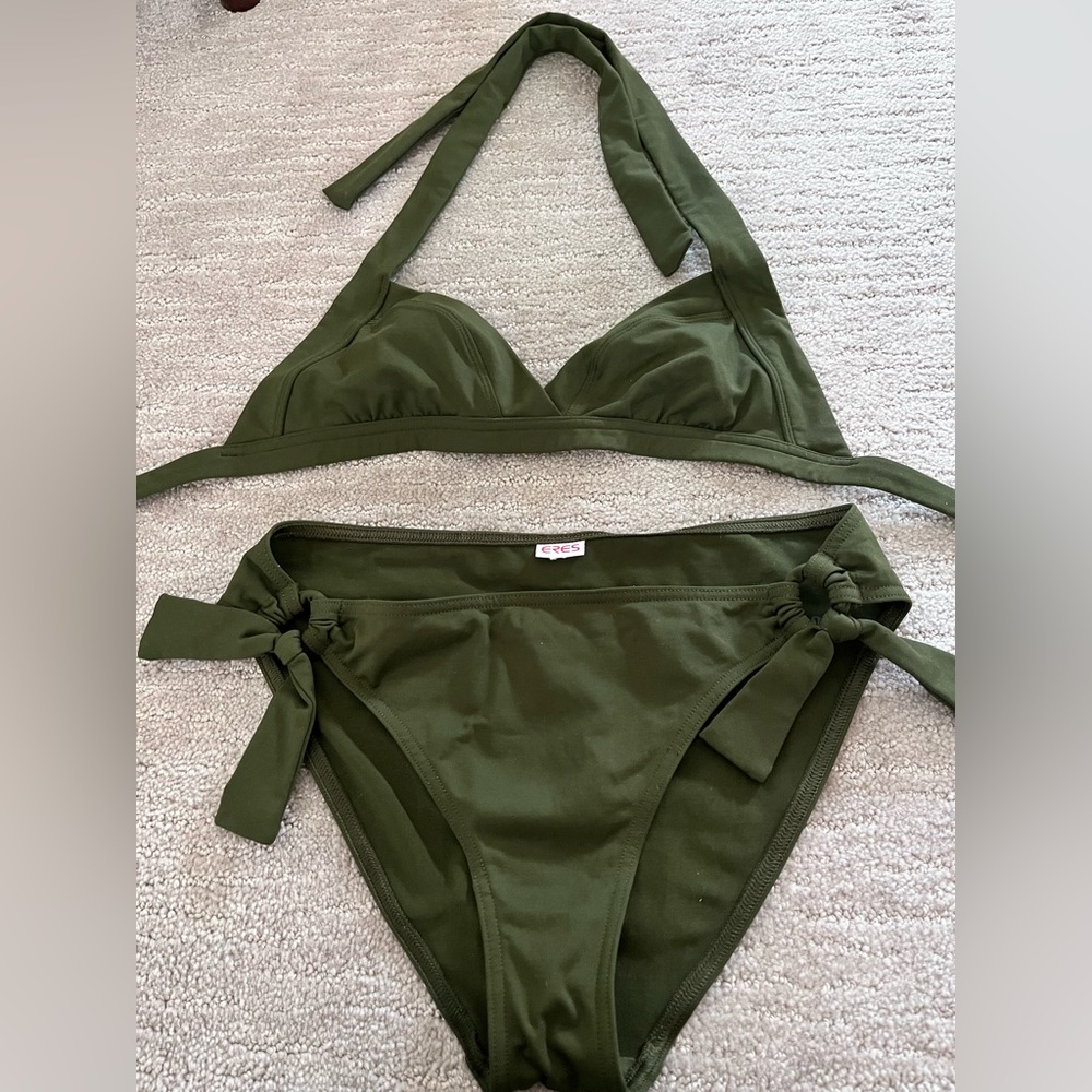 Eres Bikini Set , made in France . Khaki in color size 8 , FR 38 . Mint